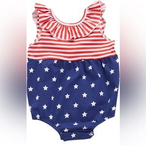 🇺🇸KOALA BABY Stars & Stripes One Piece Romper/ or Swim. Newborn 4th of July!